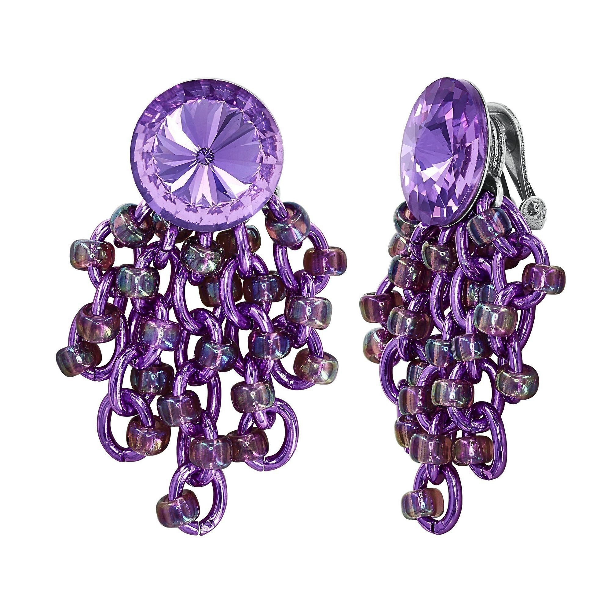 image for Earring Clip Dangling Beach Club Lila  