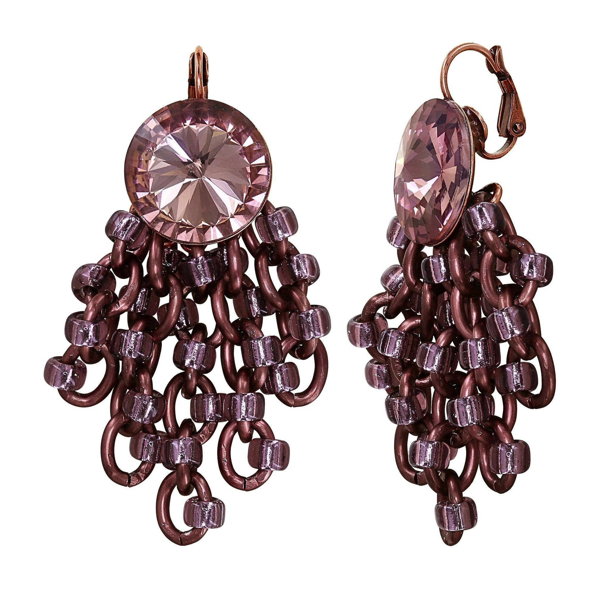 image for Earring Eurowire Dangling Beach Club Brown / Pink  