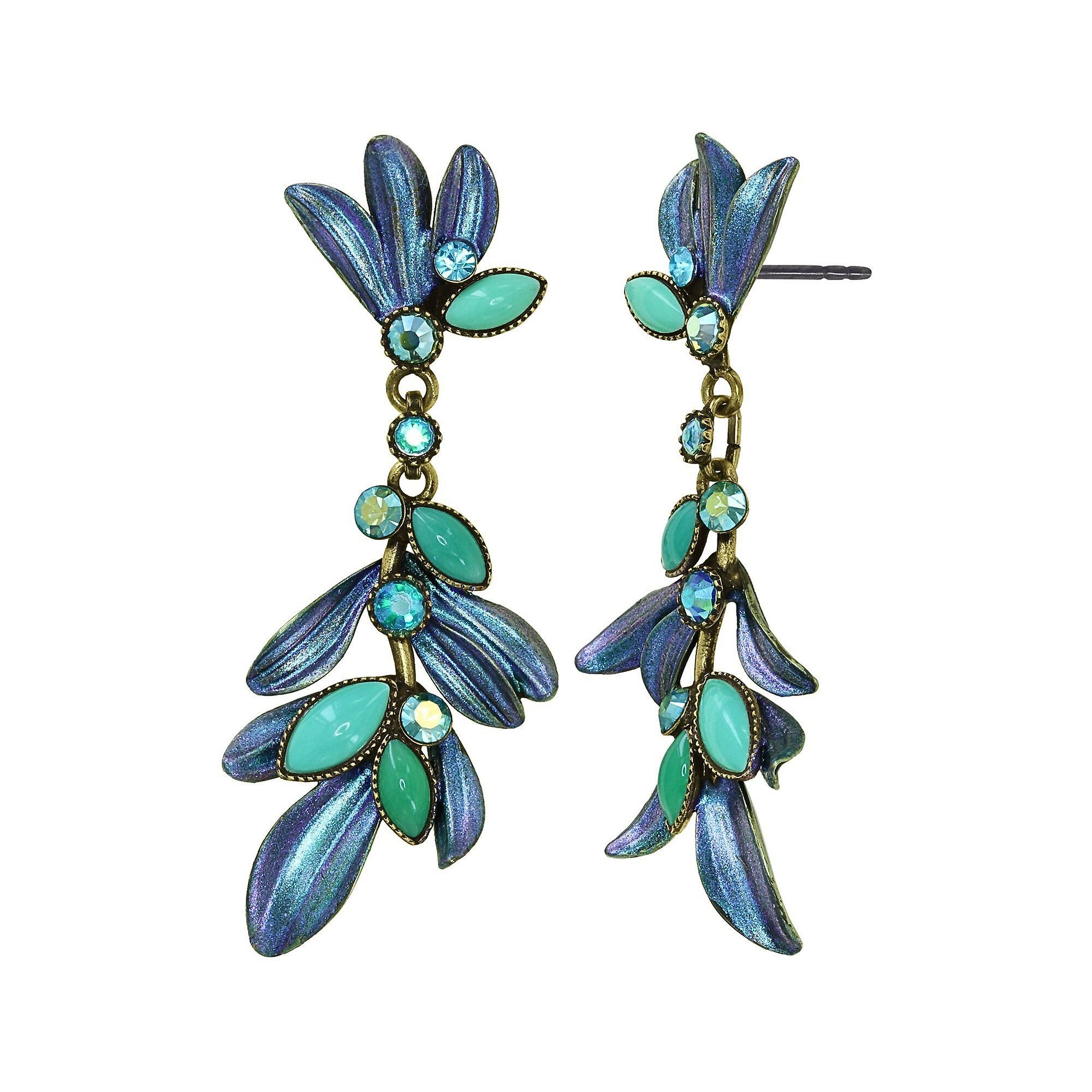 image for Earring Stud Dangling Crystal Corals Green  