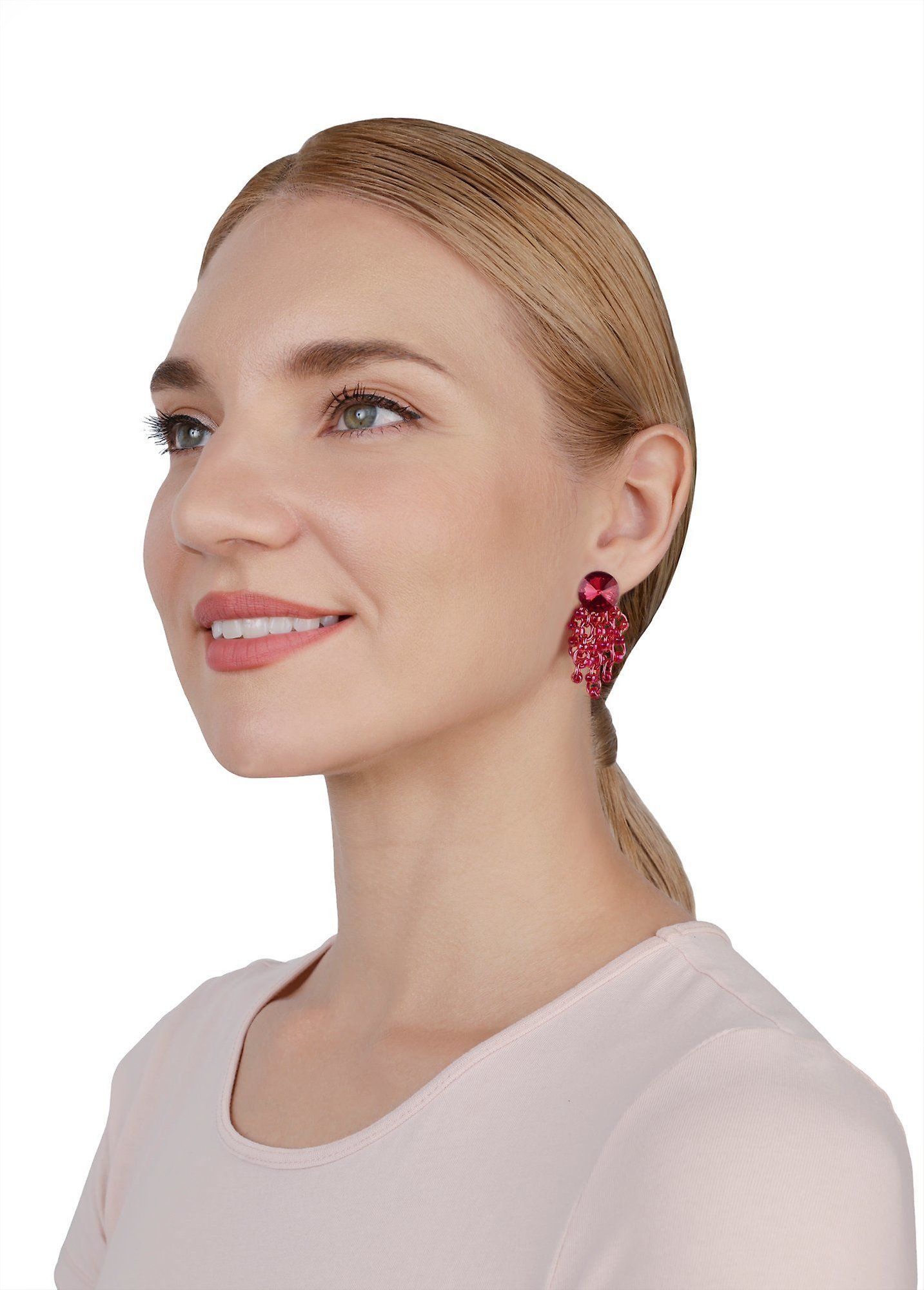 image for Earring Clip Dangling Beach Club Red  