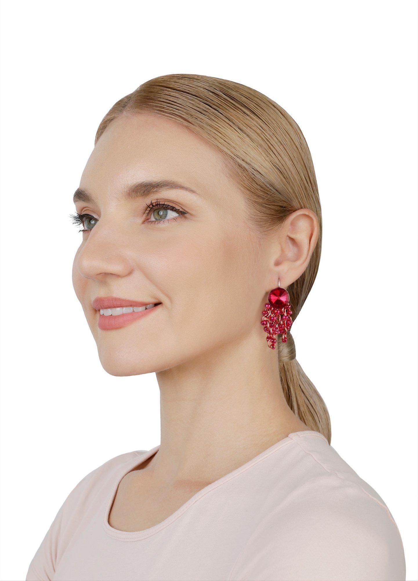 image for Earring Eurowire Dangling Beach Club Red  