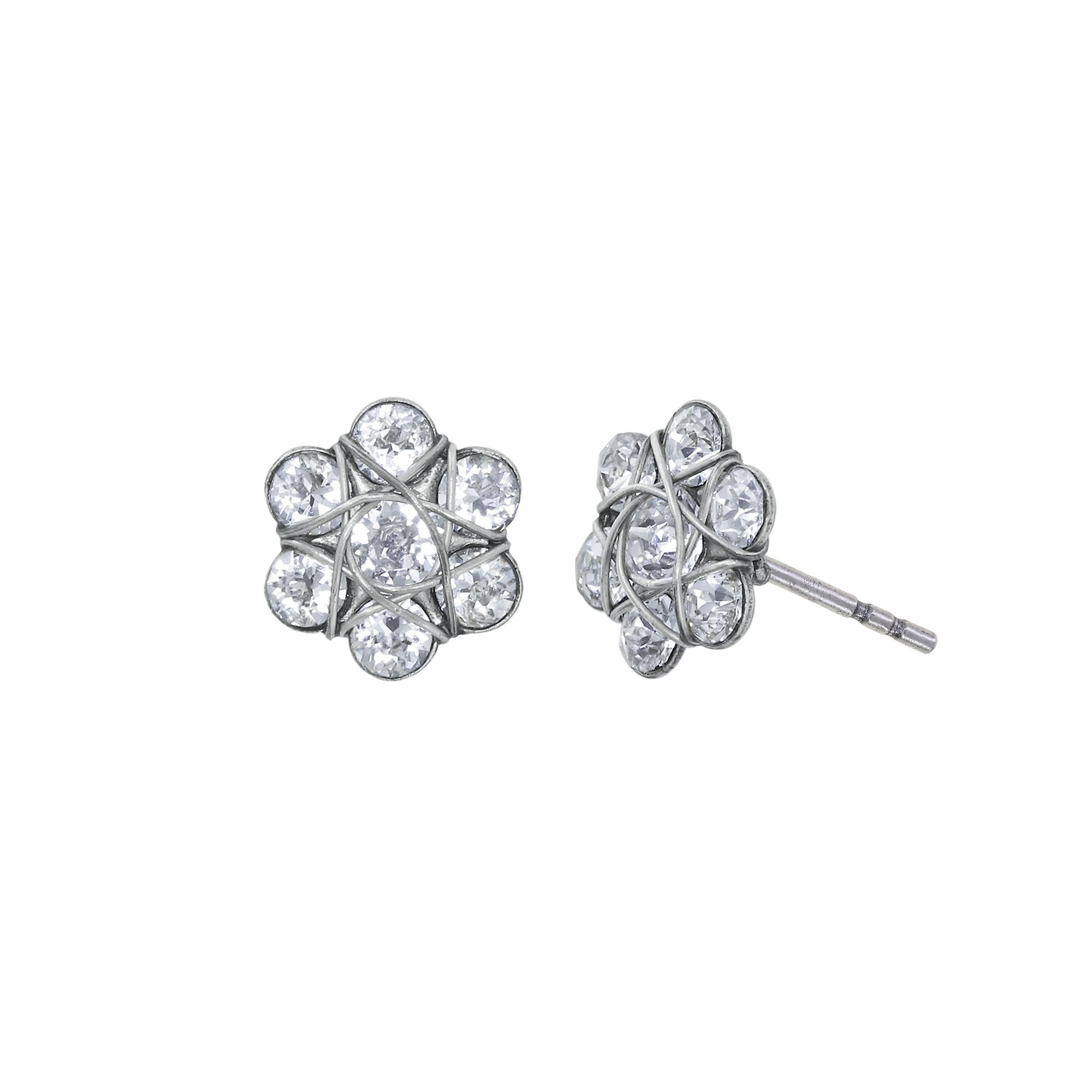 image for Earring Stud 70's Circle White crystal 