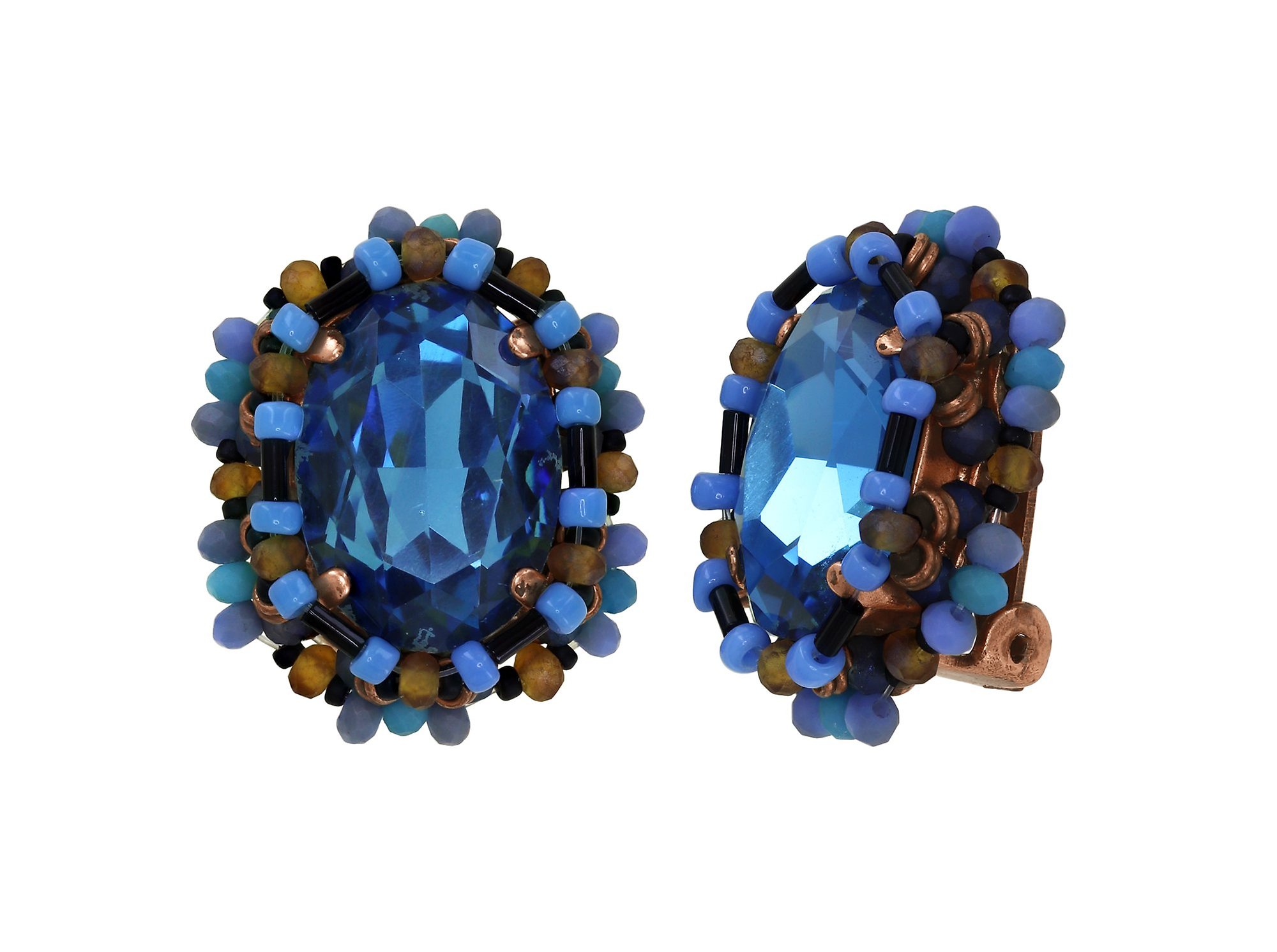 Bild für Ohrringe mit Clip Beat of the Beads Blau / Braun  