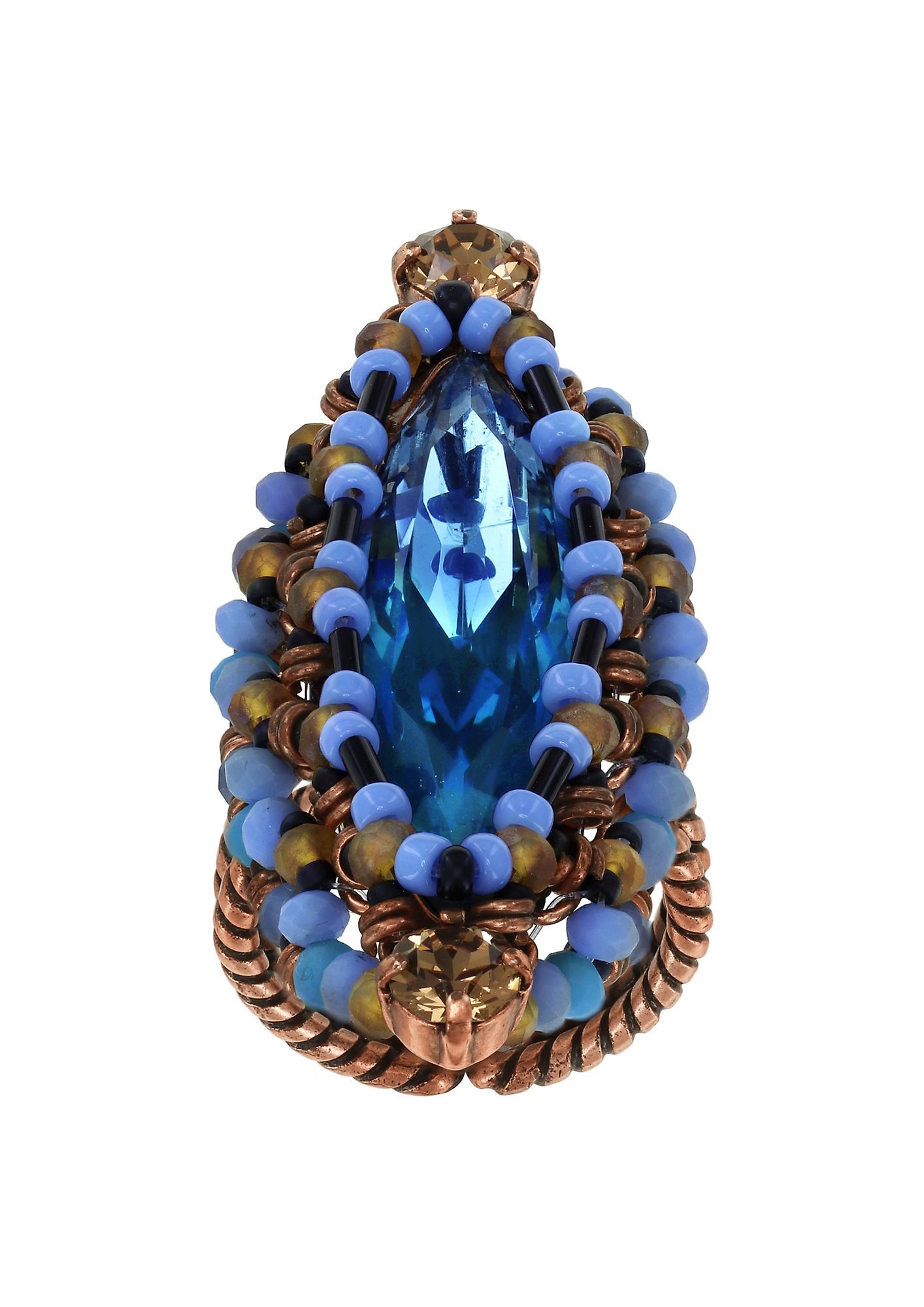 image pour Anneau Beat of the Beads Bleu / Marron  