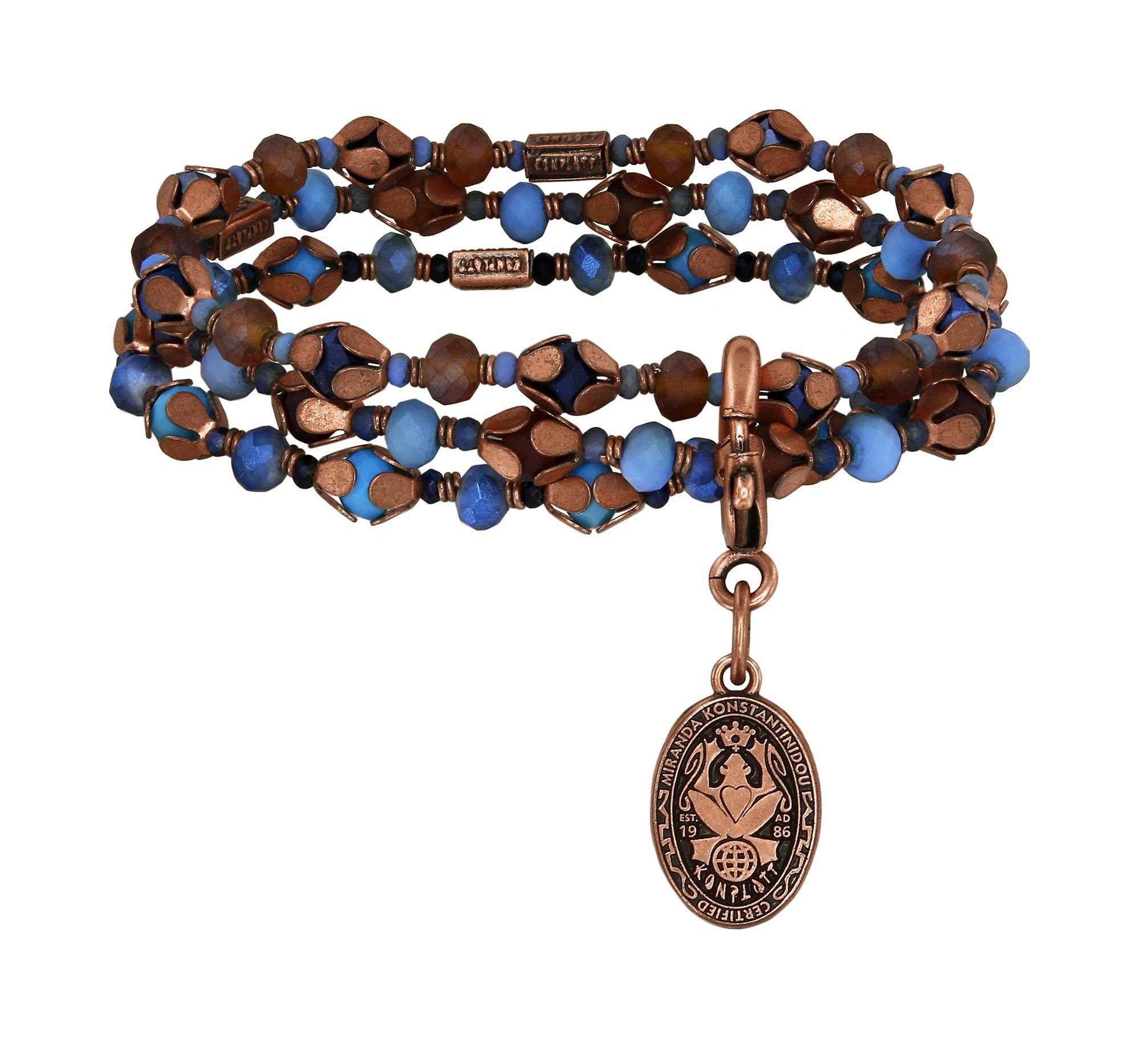 image pour Bracelet élastique Beat of the Beads Bleu / Marron  