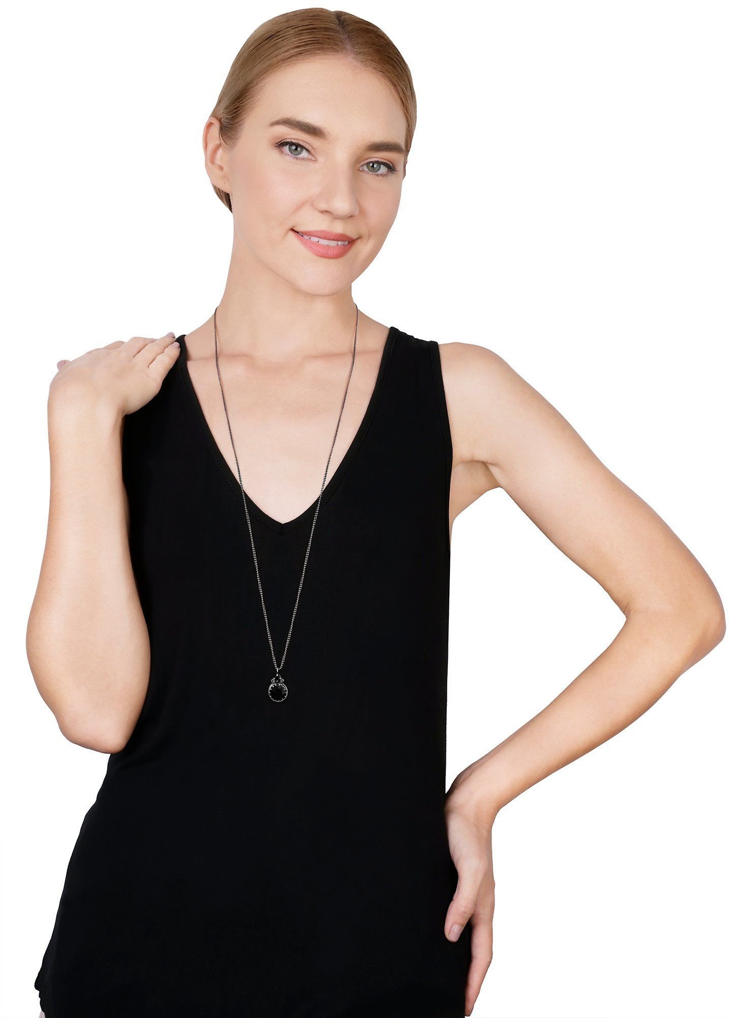 image for Necklace Pendant (Long) Boho Twist Black jet hematite 