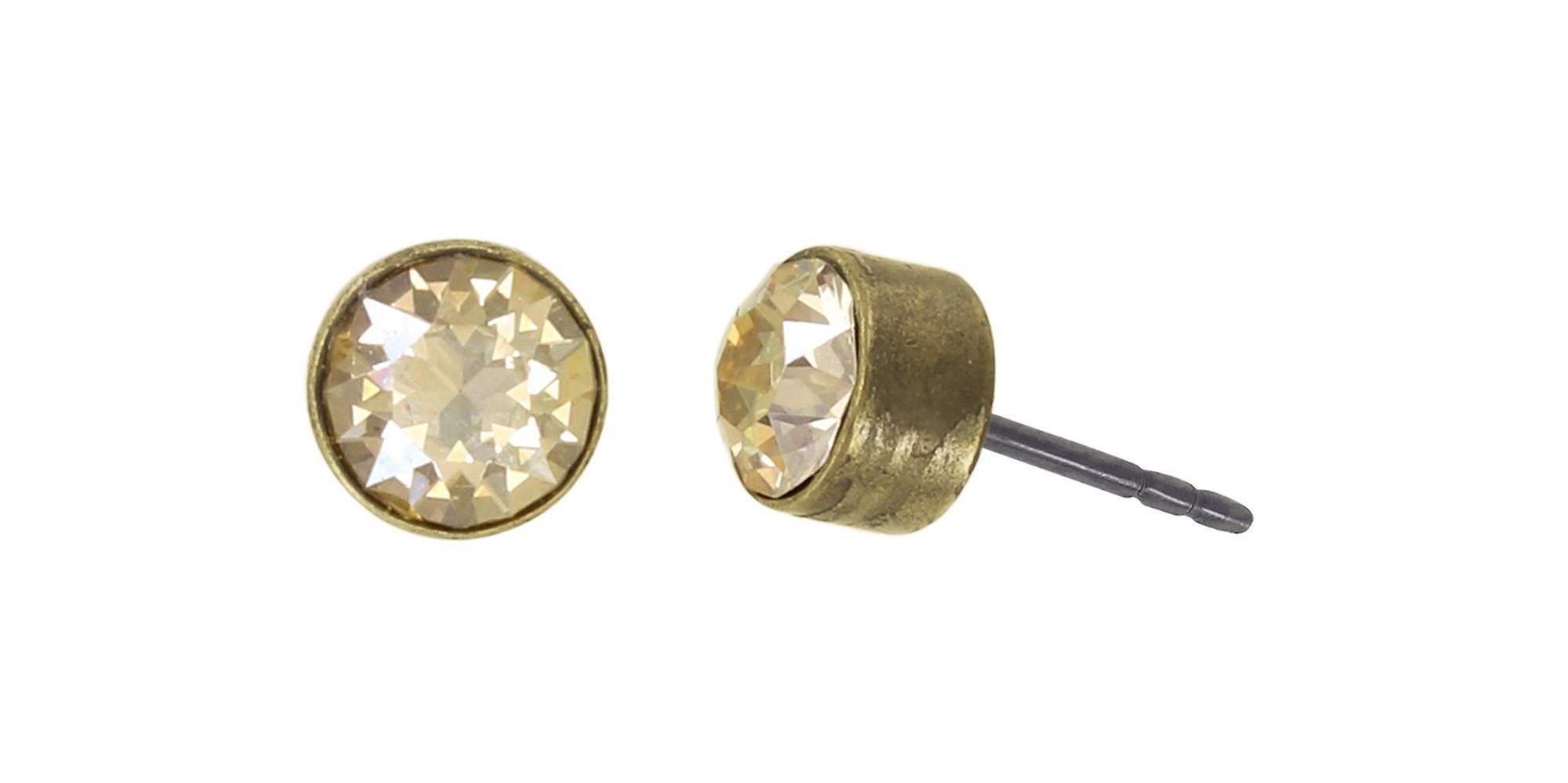 image for Earring stud Black Jack Beige crystal golden shadow PP 32