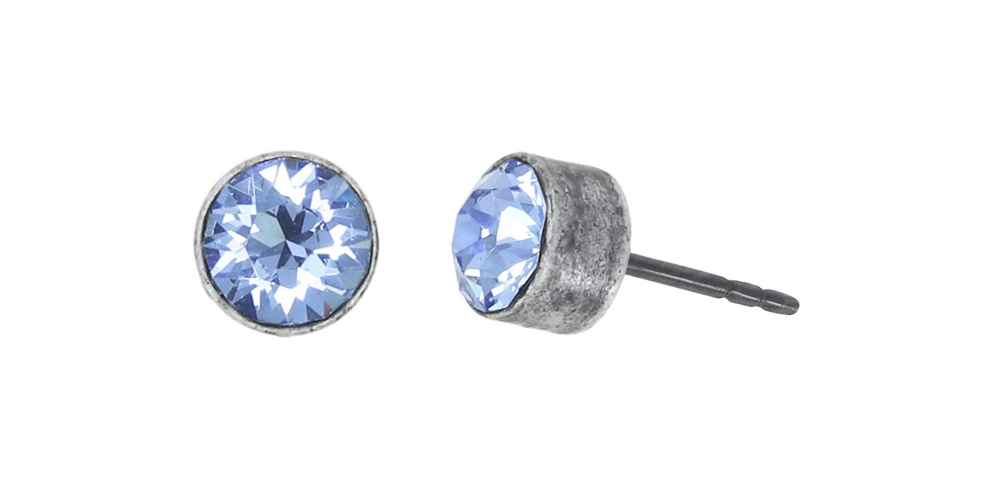 image for Earring Stud Black Jack Light Blue light sapphire PP 32