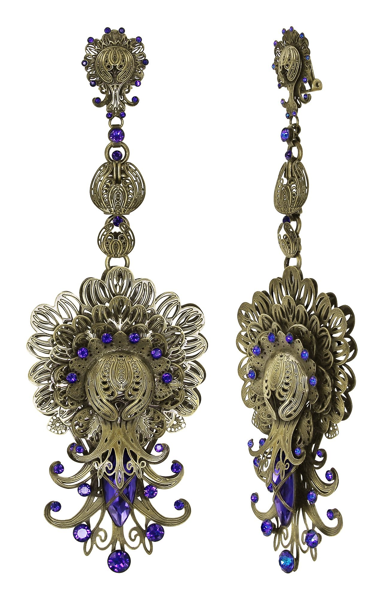 image pour Boucle d'oreille Clip pendante Harakiri Bloom Bleu / Lila  extra large