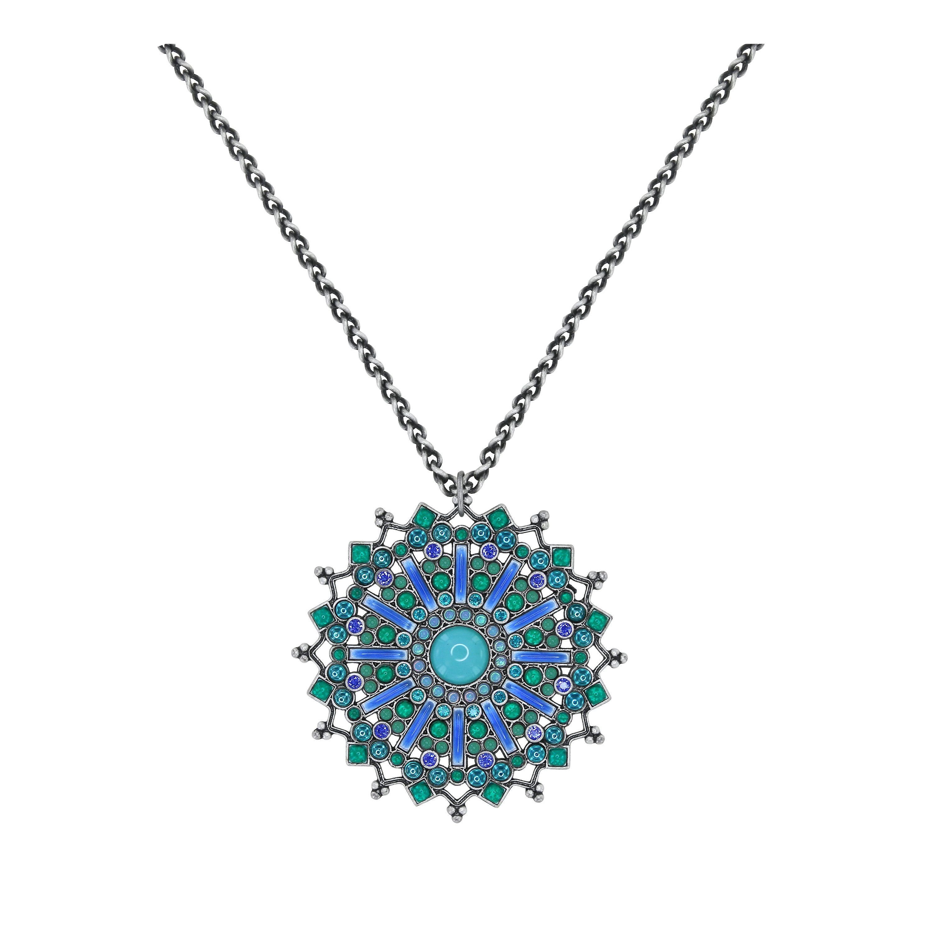 image pour Collier pendant (long) Mandala Bleu  