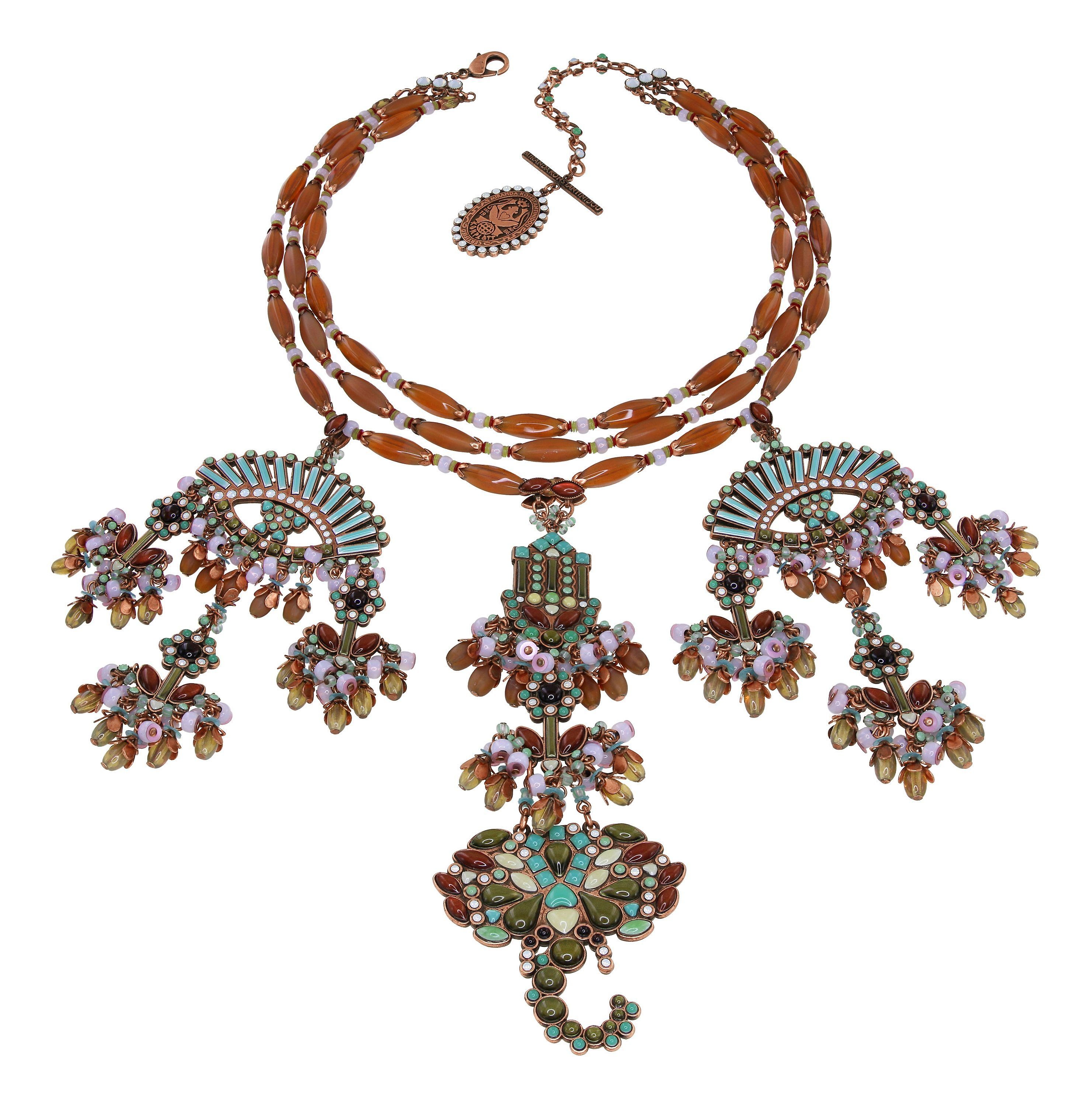 image for Necklace collier Mandala Brown / Green  