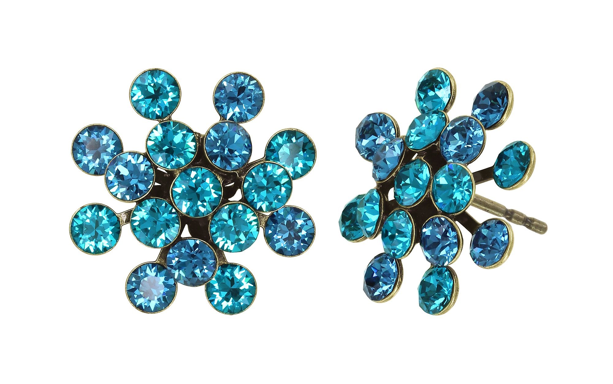 image pour Clou d'oreille Magic Fireball Bleu / Vert blue zircon Classic Size (21mm Ø)