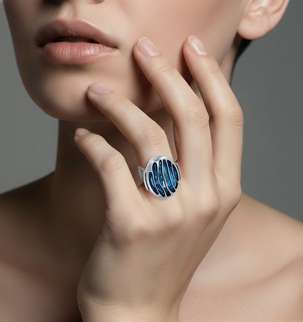 image for Ring Captured Blue aquamarine size S