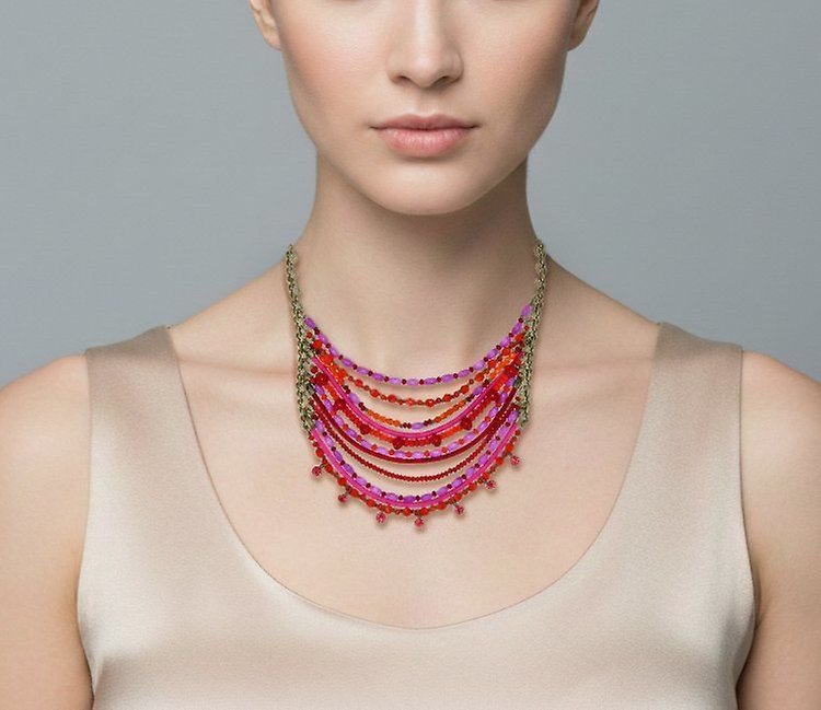 image pour Collier ras-de-cou Gipsy Sport Rouge / Orange  