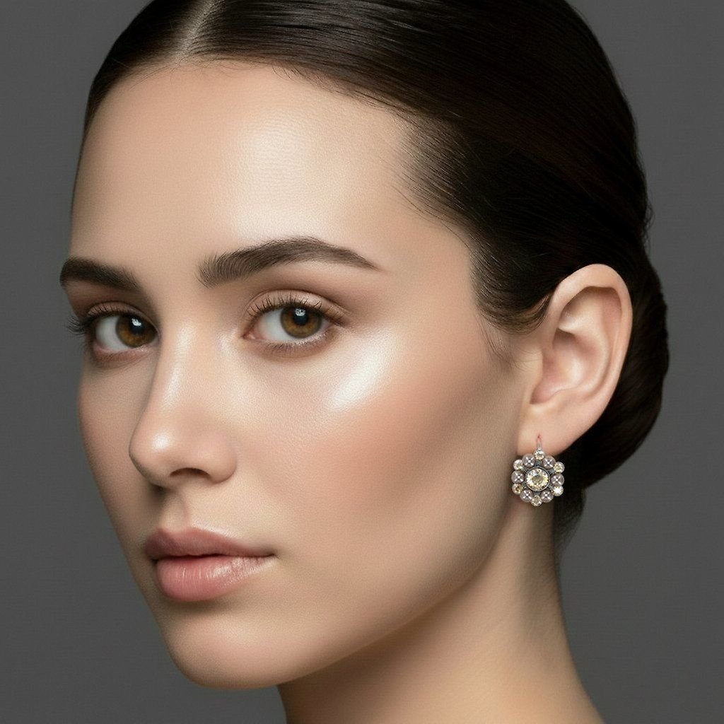 image for Earring eurowire Dutchess Beige crystal golden shadow 