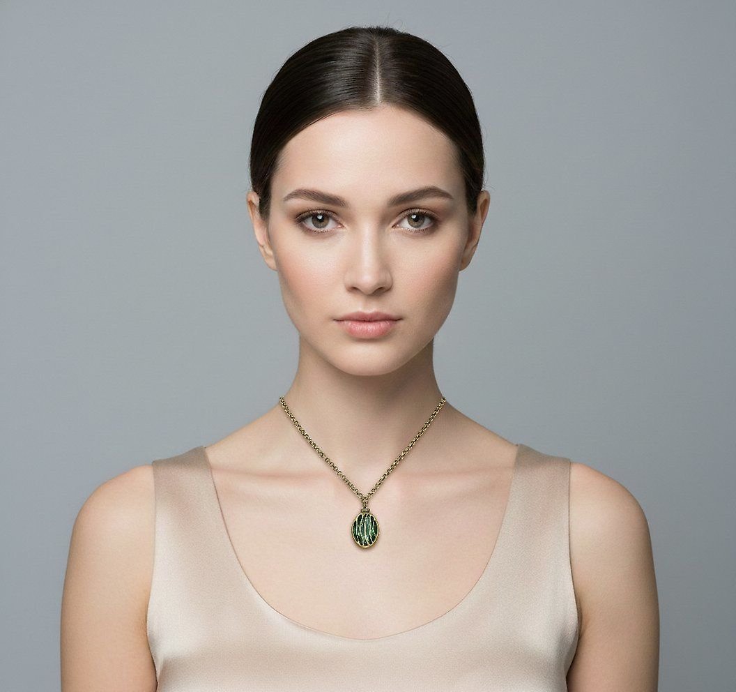 image for Necklace Pendant Captured Green erinite medium