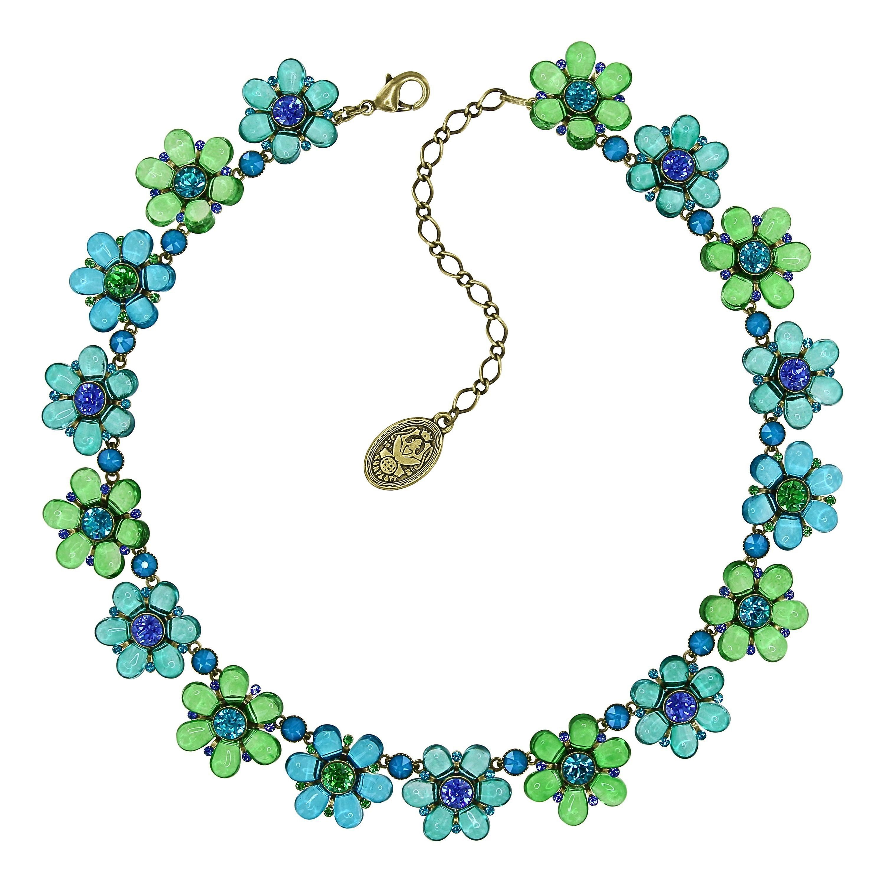 image for Necklace Collier Daisy Love Blue / Green  
