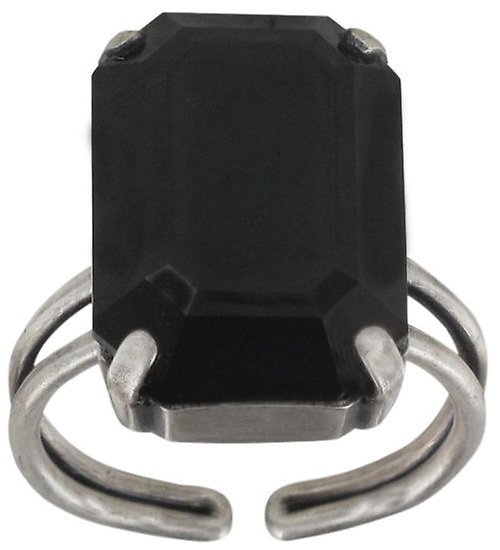 image for Ring Art Deco Oriental Black jet Big