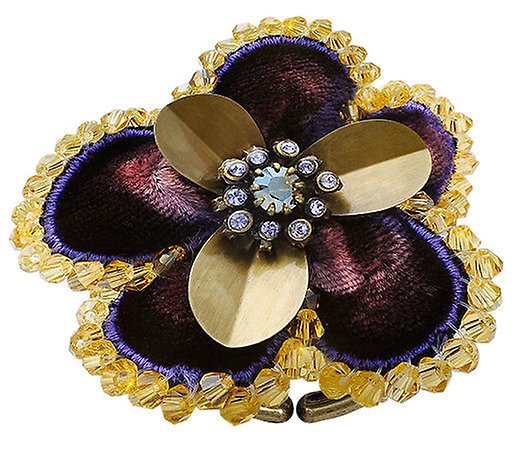 Konplott Kristallring Las Vegas - Braun/Lila Messing Ring Mit Facettierten Steinen