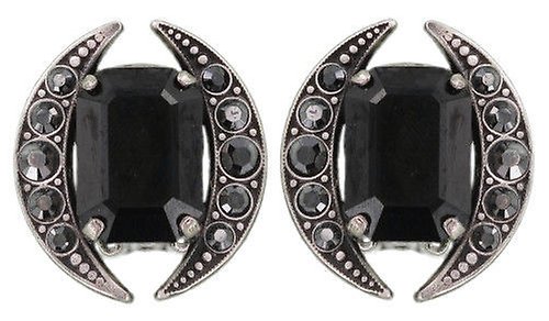 image for Earring clip Art Deco Oriental Black  