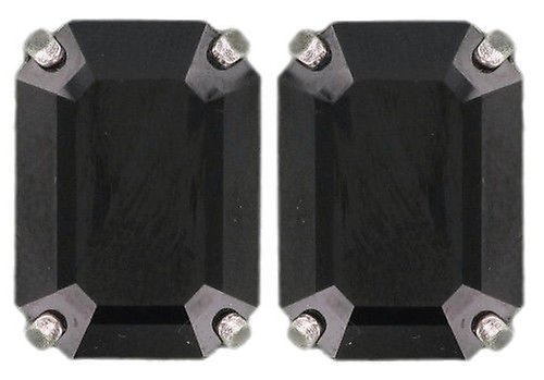 image for Earring Stud Art Deco Oriental Black jet medium