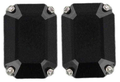 image for Earring stud Art Deco Oriental Black jet small