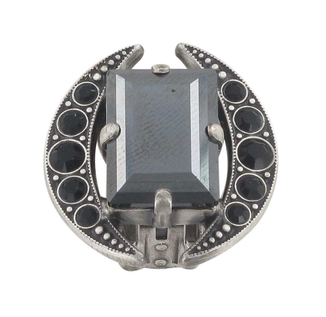 image for Earring clip Art Deco Oriental Black  