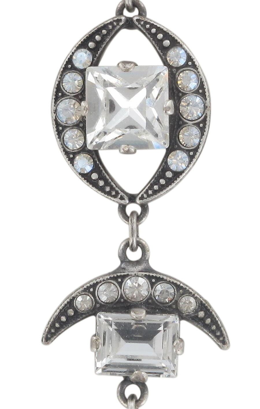 image for Earring Stud Dangling Art Deco Oriental White  