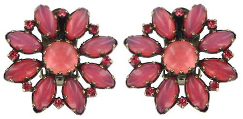 image for Earring Clip Twisted Flower Red  