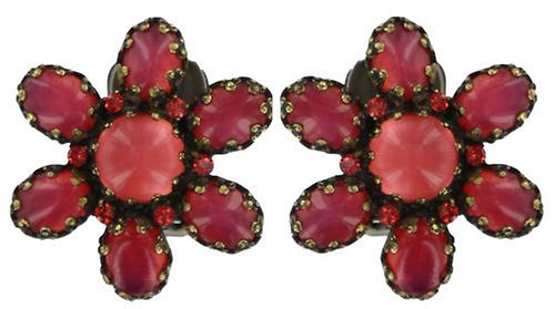 image pour Boucles d'oreilles Clip Twisted Flower Rouge  